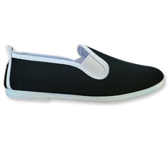 Womens Blanes White/Black Slip-On Plimsoll