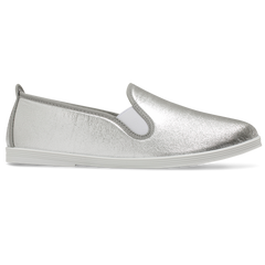 Womens Metallic Silver Arturo Slip on Plimsoll