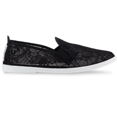 Womens Black Deia Slip on Plimsoll