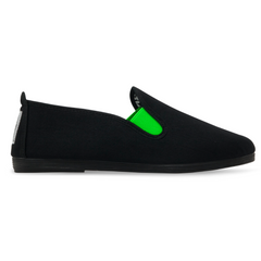 Womens Black/Green Menorca Slip on Plimsoll