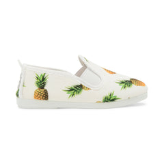 Kids White Frassy Slip on Plimsoll